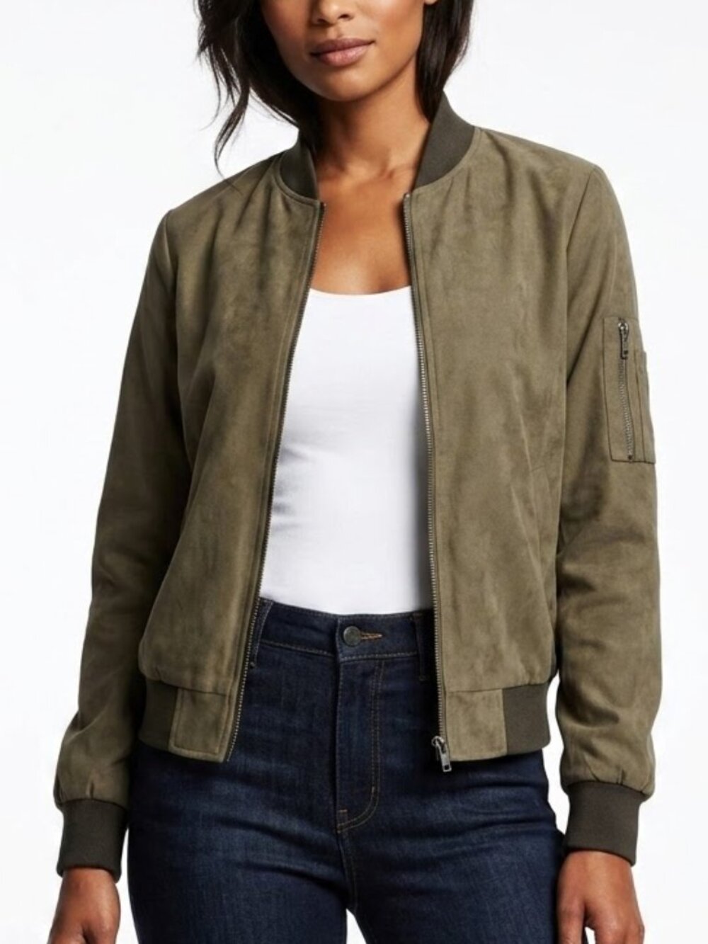 BE COOL Military Gorpcore Bomber Jacket S Olive Green Lightweight Utility Zip